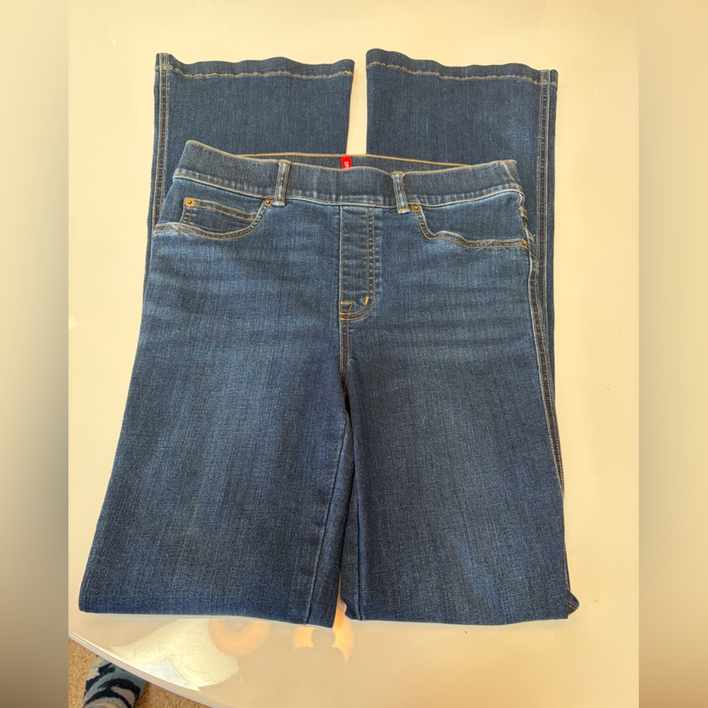 #488 SPANX Dark Indigo High-Rise Flare Jeans. Tall - Picture 8 of 10